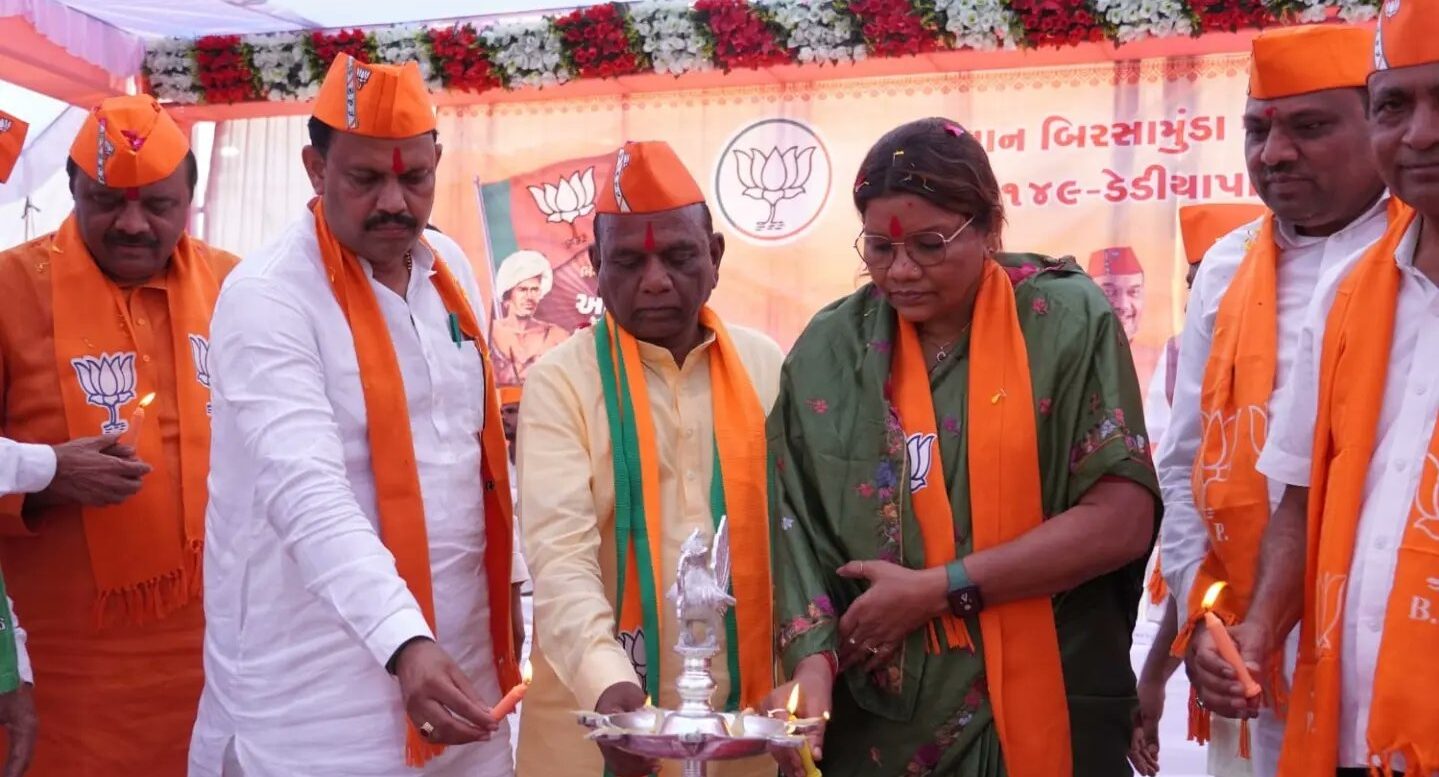 BJP MP from Bharuch Mansukh Vasava at Gaurav yatra in Rajpipla of Narmada district