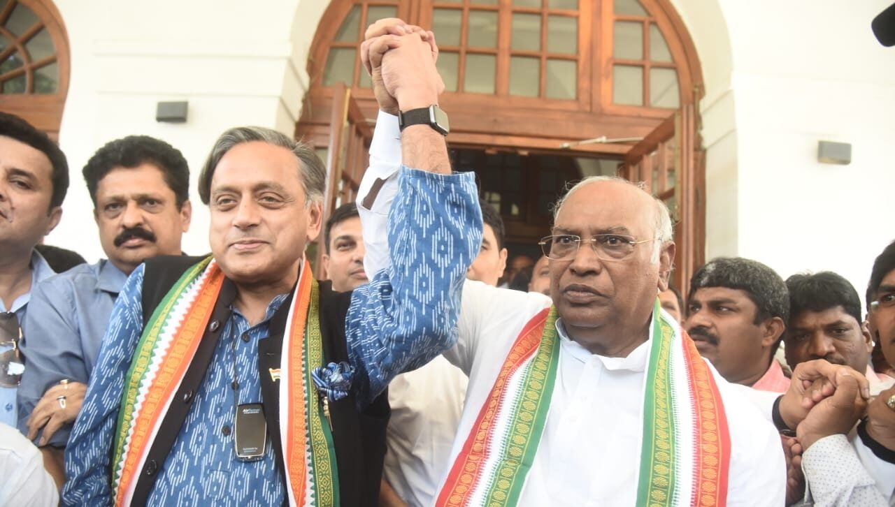 Congress Leader Shashi Tharoor meets newly elected congress president Mallikarjun kharge