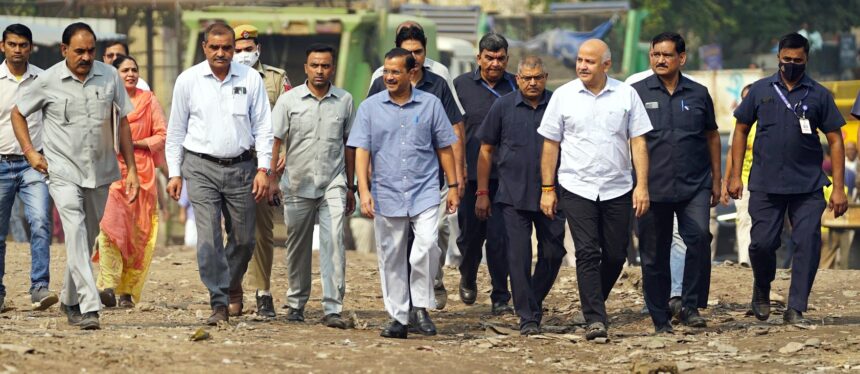 Delhi CM Arvind Kejriwal visits the Ghazipur landfill site