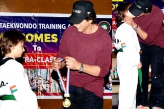 SRK kisses AbRam.