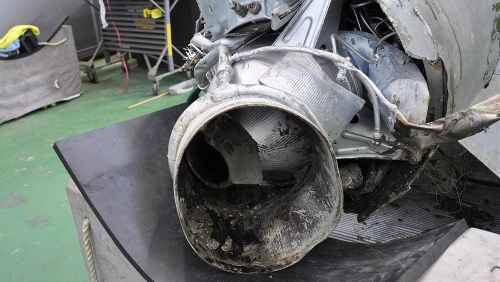The retrieved debris of a missile that North Korea flew across its de facto maritime border with South Korea