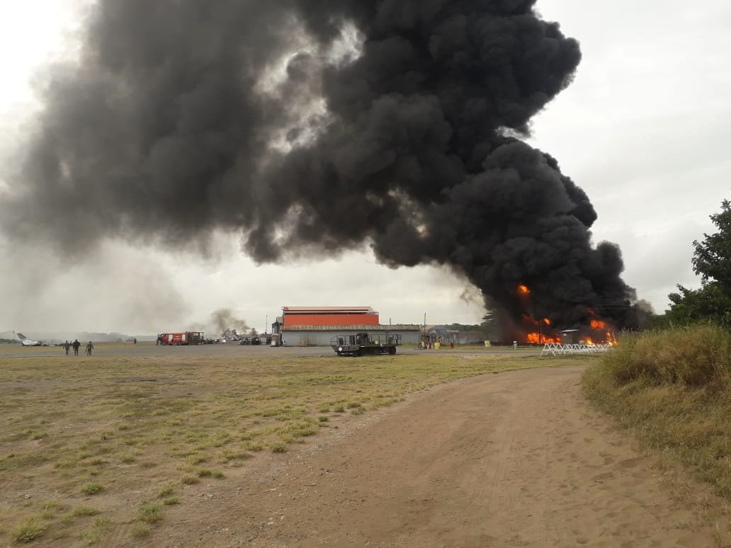 Smoke rises from a U.S. millitary base in Lamu County