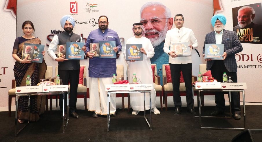 Union Minister Rajeev Chandrashekhar releases two books on PM Modi in Dubai