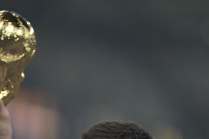 Lionel Messi with FIFA trophy