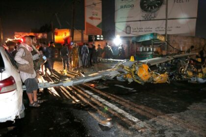 Site where a drone crashed into a populous neighborhood in Sanaa, Yemen, on May 23, 2022