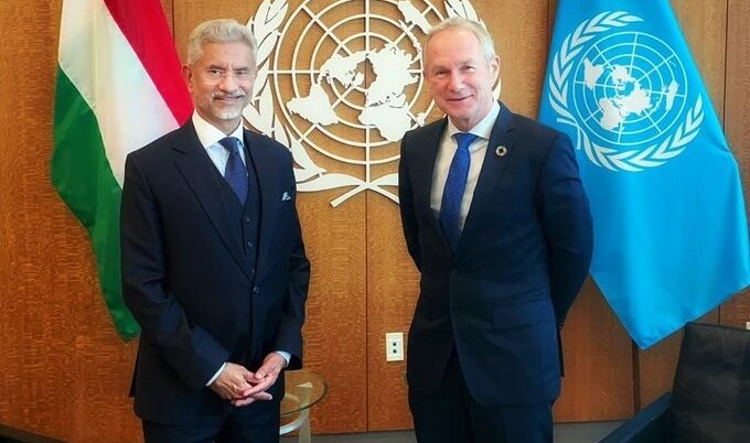 India's External Affairs Minister S. Jaishankar met with United Nations General Assembly President Csaba Korosi