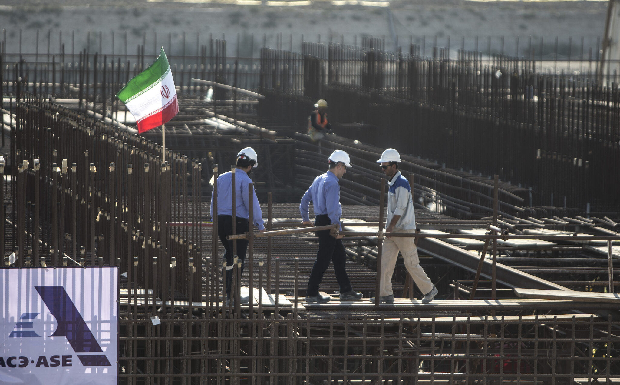 People work at the construction site