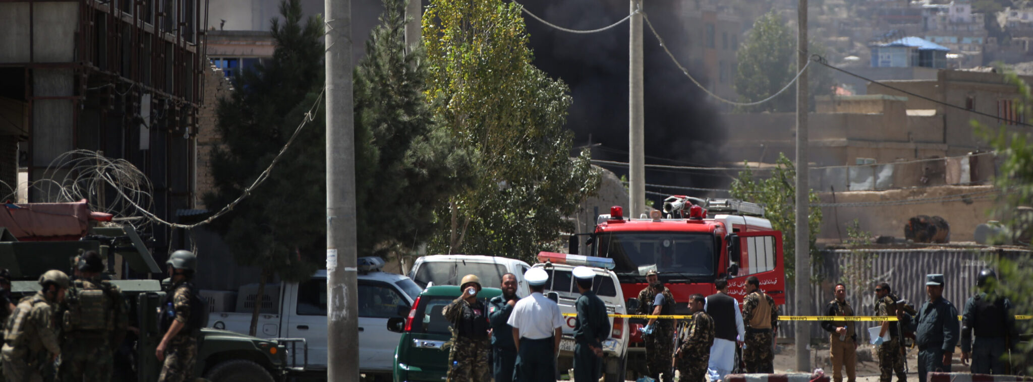 Smoke rises after an attack in Kabul