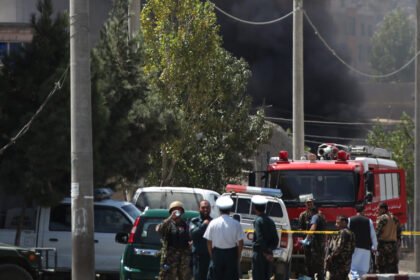 Smoke rises after an attack in Kabul