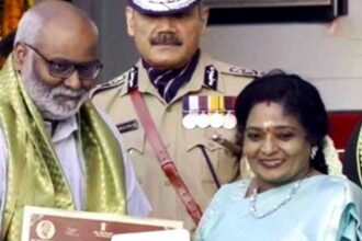 Keeravaani, Chandrabose felicitated by Telangana governor