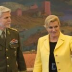 croatian President Kolinda Grabar-Kitarovic (R) meets with Chief of the General Staff of Armed Forces of the Czech Republic General Petr Pavel