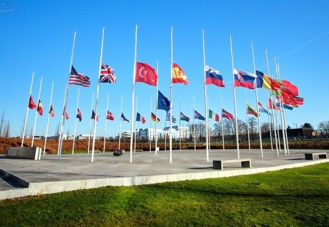 Flags at half mast at NATO HQs in Brussels