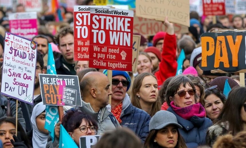 People protest in central London, Britain