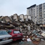 A building destroyed in a earthquake in Kahramanmaras, Turkey