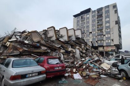 A building destroyed in a earthquake in Kahramanmaras, Turkey