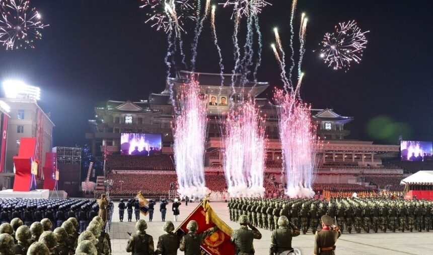 North staging a military parade at Kim Il Sung Square