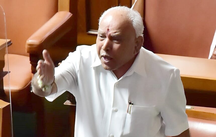 Opposition party MLAs protesting during a budget session at Vidhana Soudha