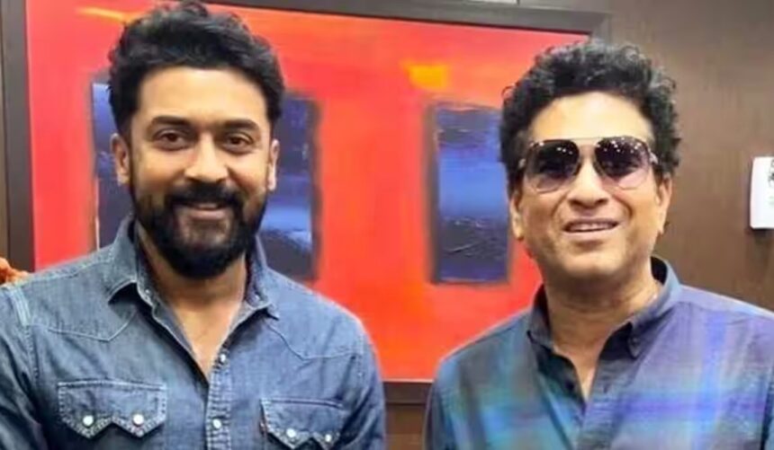 Suriya meets Sachin Tendulkar