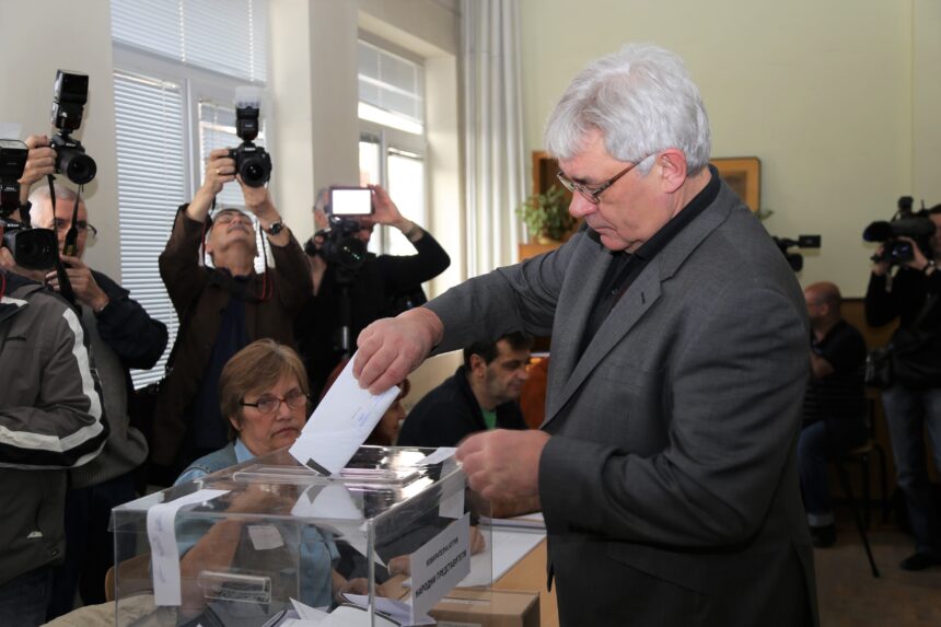 A voter casts his ballot at a polling station in Sofia, capital of Bulgaria, on March 26, 2017