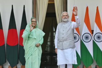 Indian Prime Minister Narendra Modi and Bangladesh PM Sheikh Hasina