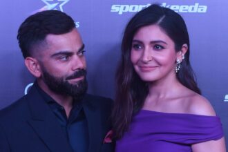 Indian Cricketer Virat Kohli with his wife and actress Anushka Sharma