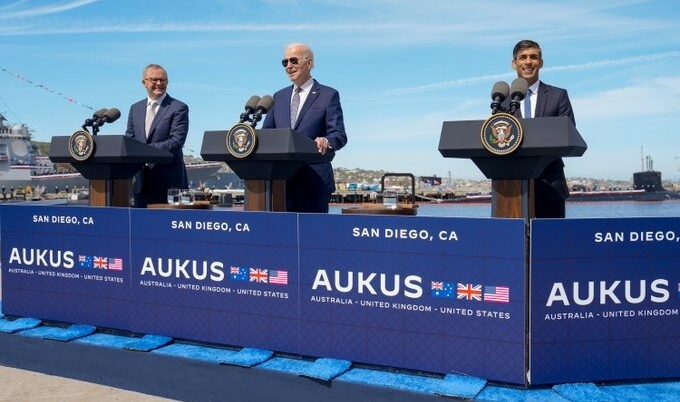 US President Joe Biden, UK PM Rishi Sunak, Australia PM Anthony Albanese