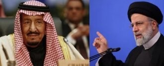 Saudi Arabia's King Salman bin Abdulaziz Al Saud and Iranian President Ebrahim Raisi