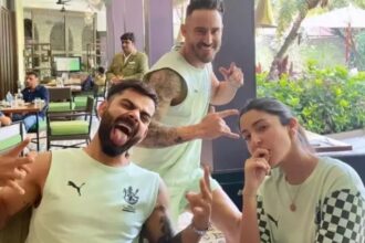 'Virushka' poses with Faf du Plessis