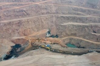 rescue vehicles working at the site of a collapsed coal mine