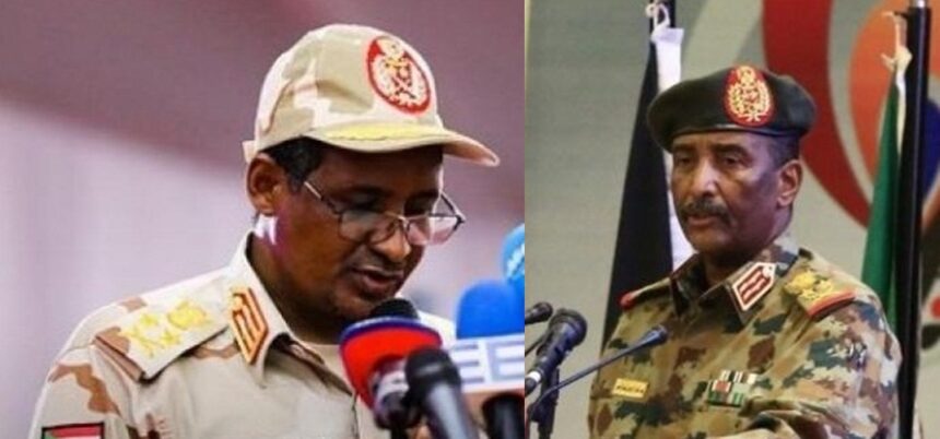 Abdel Fattah al-Burhan and paramilitary Rapid Support Forces (RSF) head Mohamed Hamdan Dagalo