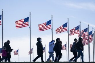 People visit the National Mall in Washington