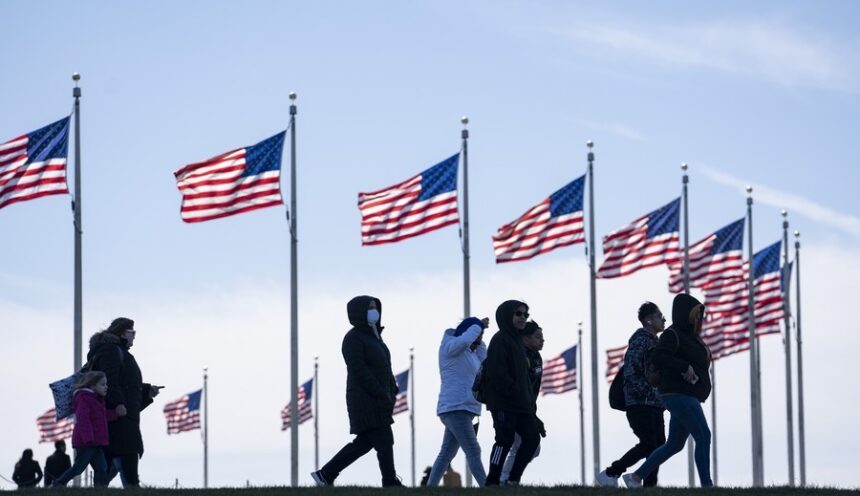 People visit the National Mall in Washington