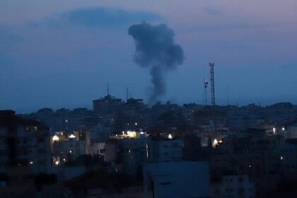 Smoke rises following an Israeli airstrike