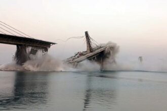 An under-construction Aguwani-Sultanganj Ganga bridge collapsed