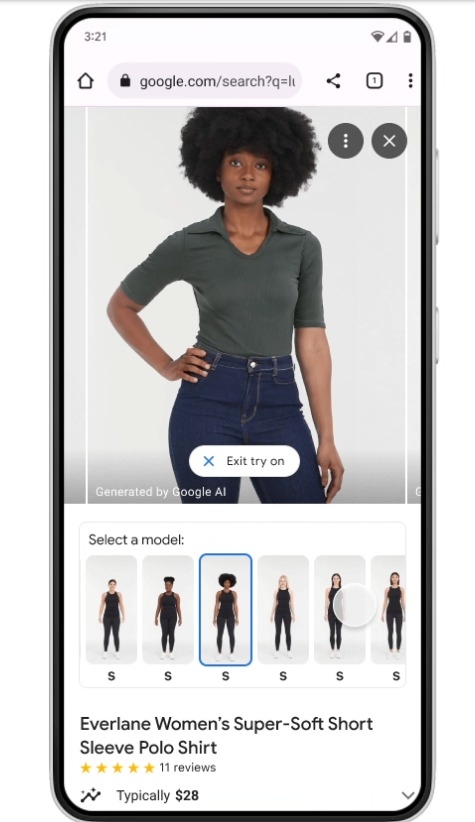 Google's new AI feature lets users preview clothes on different body types