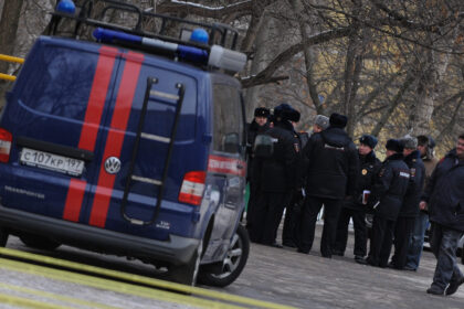 Police investigate at the Moscow