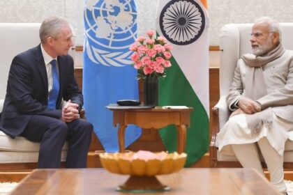 Prime Minister Narendra Modi with United Nations General Assembly President Csaba Korosi