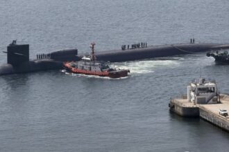 The Ohio-class nuclear-powered guided missile submarine USS Michigan