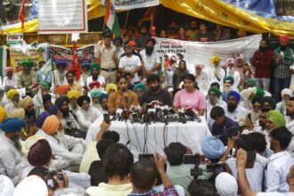 Wrestlers Bajrang Punia, Vinesh Phogat and Sakshi Malik address a press conference