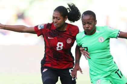 Nigeria and Canada players in action at Women's World Cup