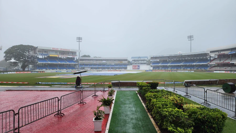 Rain prevented play on the fifth day of the second Test between India and West Indies