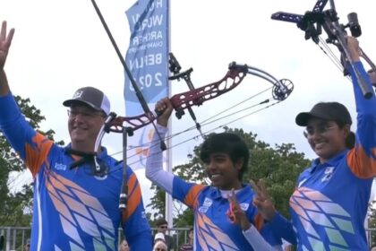 The Indian women's compound team won gold medal
