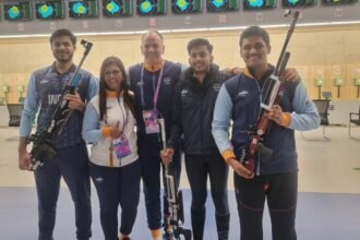 Indian rifle wins gold (pic credit NRAI twitter)