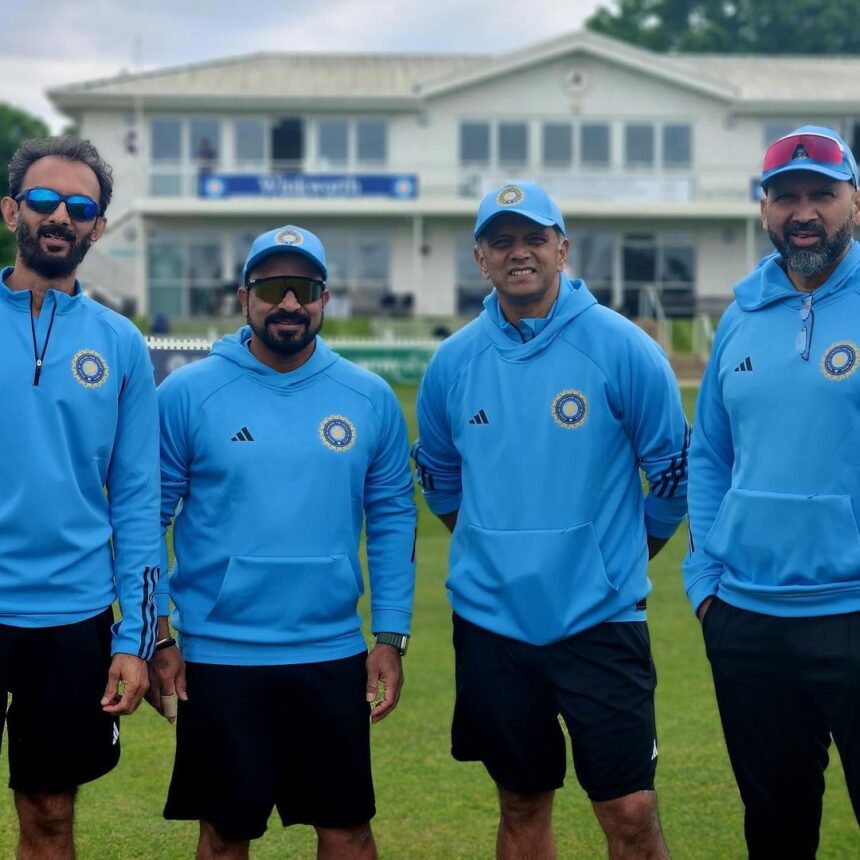 Rahul Dravid and support staff (pic credit indiancricketteam Insta)
