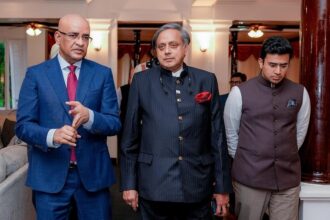 Vice President of Guyana, Hon. Dr. Bharrat Jagdeo, Indian parliamentary delegation Dr. Shashi Tharoor and Indian parliament member Tajashwi Suriya